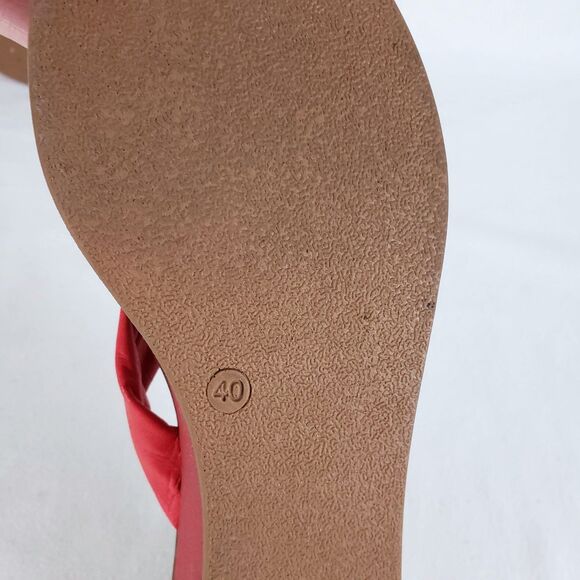 Miz Mooz Leather Thong Sandals Platform Wedge Womens 40 Red-Orange Boho Resort - Picture 8 of 10
